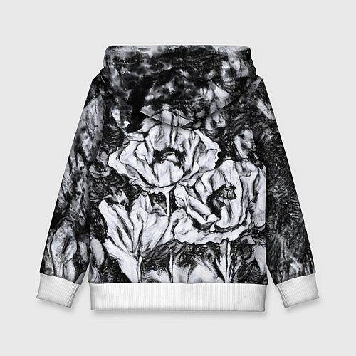 Детская толстовка Черно-белый узор Маки / 3D-Белый – фото 2