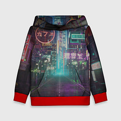 Толстовка-худи детская Neon Tokyo, цвет: 3D-красный
