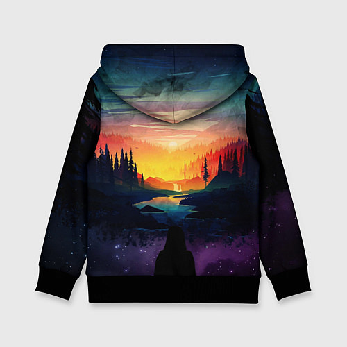 Детская толстовка ПЕЙЗАЖ НАД ЗВЕЗДАМИ / 3D-Черный – фото 2