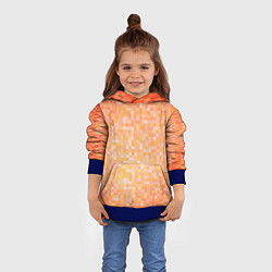 Толстовка-худи детская Оранжевая пиксель абстракция, цвет: 3D-синий — фото 2