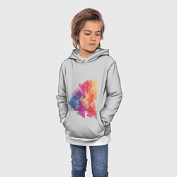 Толстовка-худи детская Цветные треугольники, цвет: 3D-белый — фото 2