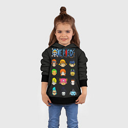 Толстовка-худи детская Ван пис все герои чиби, цвет: 3D-черный — фото 2