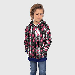 Толстовка-худи детская Акварельные розы на полосатом, цвет: 3D-синий — фото 2