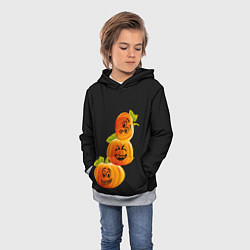 Толстовка-худи детская Хэллоуин смешные тыквы, цвет: 3D-меланж — фото 2