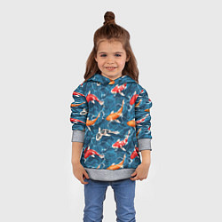 Толстовка-худи детская Японские карпы кои, цвет: 3D-меланж — фото 2