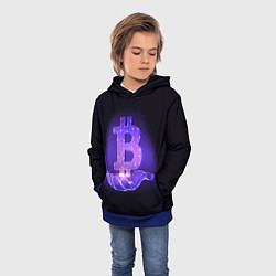 Толстовка-худи детская BITCOIN IN HAND БИТКОИН, цвет: 3D-синий — фото 2