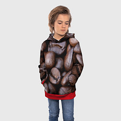 Толстовка-худи детская Кофейные зёрна, цвет: 3D-красный — фото 2