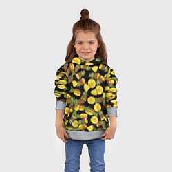 Толстовка-худи детская Ананасы, цвет: 3D-меланж — фото 2