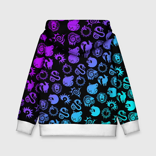 Детская толстовка 7 СМЕРТНЫХ ГРЕХОВ НЕОН ЭМБЛЕМЫ / 3D-Белый – фото 2