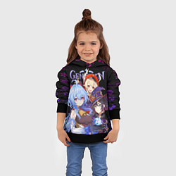 Толстовка-худи детская Genshin Impact: Гань Юй, Кли, Мона, цвет: 3D-черный — фото 2
