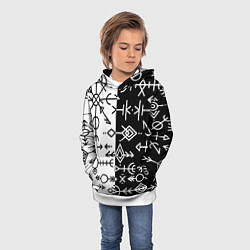 Толстовка-худи детская ДРЕВНИЕ СЛАВЯНСКИЕ РУНЫ, цвет: 3D-белый — фото 2