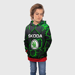 Толстовка-худи детская Skoda 3D плиты с подсветкой, цвет: 3D-красный — фото 2