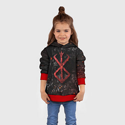 Толстовка-худи детская BERSERK LOGO GRUNGE RED, цвет: 3D-красный — фото 2