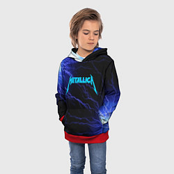 Толстовка-худи детская METALLICA BLUE FLASH МЕТАЛЛИКА СИНИЕ МОЛНИИ, цвет: 3D-красный — фото 2