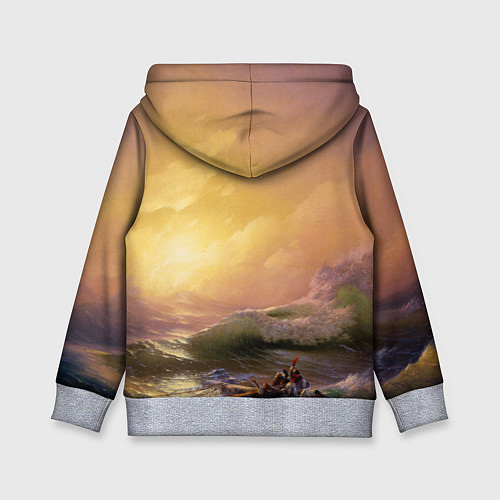 Детская толстовка Шторм в море девятый вал / 3D-Меланж – фото 2