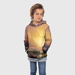 Толстовка-худи детская Шторм в море девятый вал, цвет: 3D-меланж — фото 2