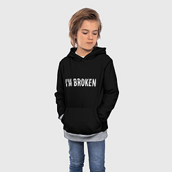 Толстовка-худи детская Im broken Я сломан, цвет: 3D-меланж — фото 2