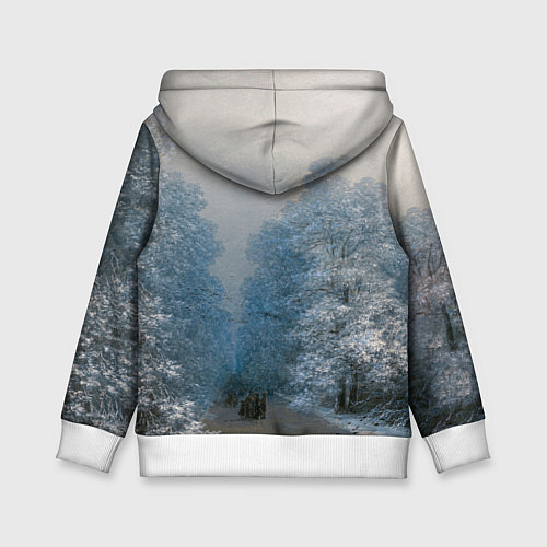 Детская толстовка Зимний пейзаж картина маслом / 3D-Белый – фото 2