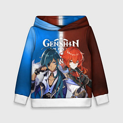 Толстовка-худи детская КЭЙА И ДИЛЮК ГЕНШИН, цвет: 3D-белый