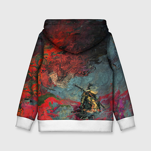 Детская толстовка Sekiro Самурай против дракона / 3D-Белый – фото 2