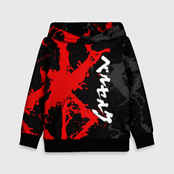 Толстовка-худи детская БЕРСЕРК КРАСНОЕ КЛЕЙМО ИЕРОЛГИФЫ, цвет: 3D-черный