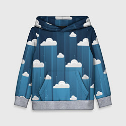Толстовка-худи детская Облака в очереди, цвет: 3D-меланж