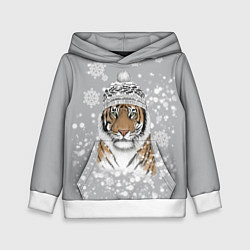 Толстовка-худи детская Снежный тигр, цвет: 3D-белый