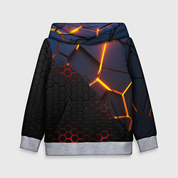 Толстовка-худи детская 3D РАЗЛОМ И СТАЛЬНАЯ БРОНЯ ПОПУЛЯРНЫЕ ТЕКСТУРЫ, цвет: 3D-меланж