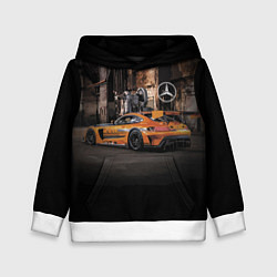 Толстовка-худи детская Мерседес АМГ в стиле Loft, цвет: 3D-белый