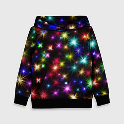 Толстовка-худи детская ПРАЗДНИЧНЫЕ ОГОНЬКИ, цвет: 3D-черный