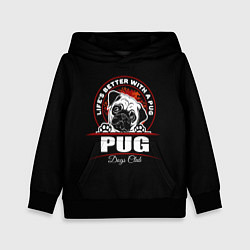 Толстовка-худи детская Мопс Pug, цвет: 3D-черный