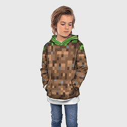 Толстовка-худи детская ЗЕМЛЯ DIRT MINECRAFT, цвет: 3D-белый — фото 2