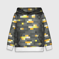 Толстовка-худи детская Золотая руда - Minecraft, цвет: 3D-белый