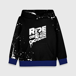 Толстовка-худи детская RIDE OR DIE БРЫЗГИ КРАСОК И НИЧЕГО ЛИШНЕГО, цвет: 3D-синий