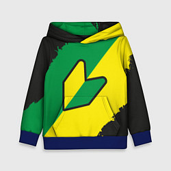 Толстовка-худи детская JDM GREEN YELLOW LOGO, цвет: 3D-синий
