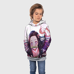 Толстовка-худи детская Незуко Камадо Nezuko, цвет: 3D-меланж — фото 2