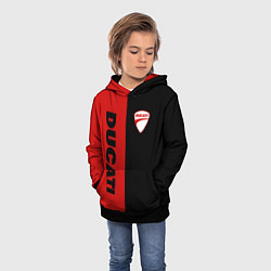 Толстовка-худи детская DUCATI BLACK RED BACKGROUND, цвет: 3D-черный — фото 2