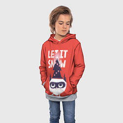 Толстовка-худи детская Котик Новый год, цвет: 3D-меланж — фото 2