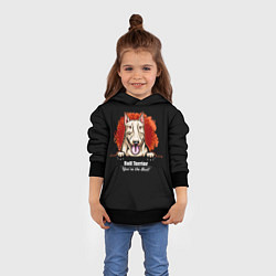 Толстовка-худи детская Собака Бультерьер, цвет: 3D-черный — фото 2
