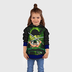 Толстовка-худи детская Зоро Ророноа с катанами Ван пис, цвет: 3D-синий — фото 2