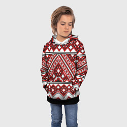 Толстовка-худи детская Русский узор, геометрическая вышивка, цвет: 3D-черный — фото 2
