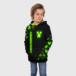 Толстовка-худи детская MINECRAFT NEON LOGO CREEPER, цвет: 3D-черный — фото 2