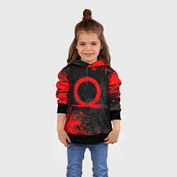 Толстовка-худи детская GOD OF WAR LOGO RED, БРЫЗГИ КРАСОК, цвет: 3D-черный — фото 2