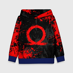Толстовка-худи детская GOD OF WAR LOGO RED, БРЫЗГИ КРАСОК, цвет: 3D-синий