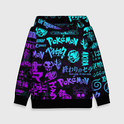 Толстовка-худи детская ANIME LOGOBOMBING NEON НЕОН ЛОГО АНИМЕ, цвет: 3D-черный