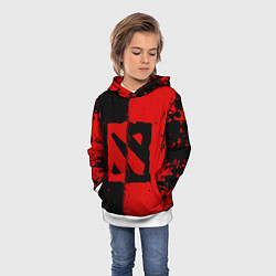 Толстовка-худи детская DOTA 2 БРЫЗГИ КРАСОК, КРАСНО ЧЁРНЫЙ ЛОГО, цвет: 3D-белый — фото 2