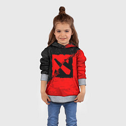 Толстовка-худи детская DOTA 2 RED BLACK LOGO, БРЫЗГИ КРАСОК, цвет: 3D-меланж — фото 2