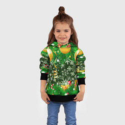 Толстовка-худи детская Новогоднее Настроение Елка, цвет: 3D-черный — фото 2