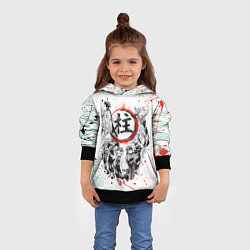 Толстовка-худи детская КЛИНОК РАССЕКАЮЩИЙ ДЕМОНОВ, БРЫЗГИ КРАСОК, цвет: 3D-черный — фото 2