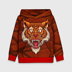 Толстовка-худи детская Тигр Evil, цвет: 3D-красный